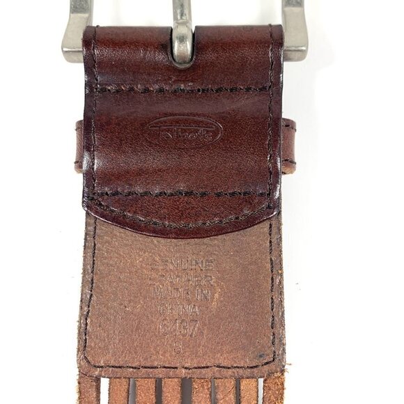 Talbots Women's Leather Belt Brown/Cream Silver Buckle Style#:6437 Size Small - Picture 5 of 11